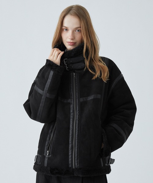 VELNUS（ベルナス）の「【VELNUS】B-3 high neck design fleece-lined faux shearling jacket/Ｂ-3ハイネックデザイン 裏ボアフェイクムートンジャケット（ムートンコート・メンズ・ホワイト/ブラック・L/S/M）」の13枚目の写真