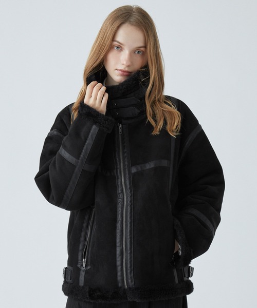 VELNUS（ベルナス）の「【VELNUS】B-3 high neck design fleece-lined faux shearling jacket/Ｂ-3ハイネックデザイン 裏ボアフェイクムートンジャケット（ムートンコート・メンズ・ホワイト/ブラック・L/S/M）」の14枚目の写真