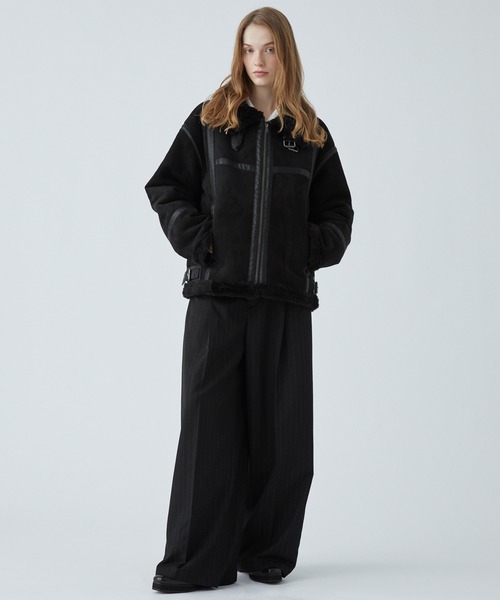 VELNUS（ベルナス）の「【VELNUS】B-3 high neck design fleece-lined faux shearling jacket/Ｂ-3ハイネックデザイン 裏ボアフェイクムートンジャケット（ムートンコート・メンズ・ホワイト/ブラック・L/S/M）」の18枚目の写真