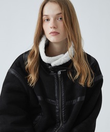 VELNUS（ベルナス）の「【VELNUS】B-3 high neck design fleece-lined faux shearling jacket/Ｂ-3ハイネックデザイン 裏ボアフェイクムートンジャケット（ムートンコート）」