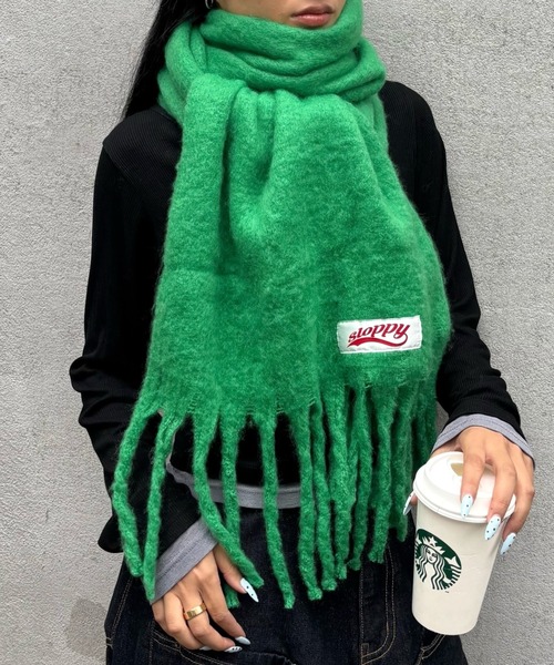 WHO'S WHO gallery（フーズフーギャラリー）の「SLOPPY ASSORTED MUFFLER（マフラー・レディース・スカイブルー/ブラック系その他/グレー/ブルー/グリーン系その他/イエロー/オレンジ/ベージュ系その他/グリーン・FREE）」の4枚目の写真