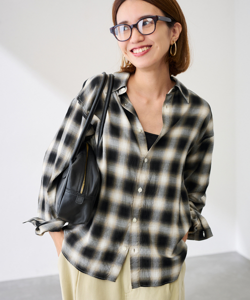 コットンレーヨンオンブレーチェックシャツ（シャツ/ブラウス