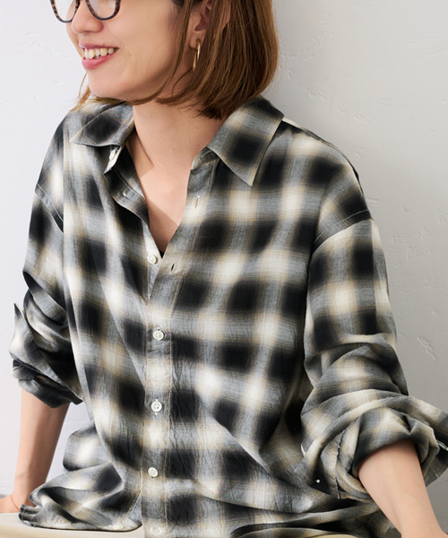 コットンレーヨンオンブレーチェックシャツ（シャツ/ブラウス