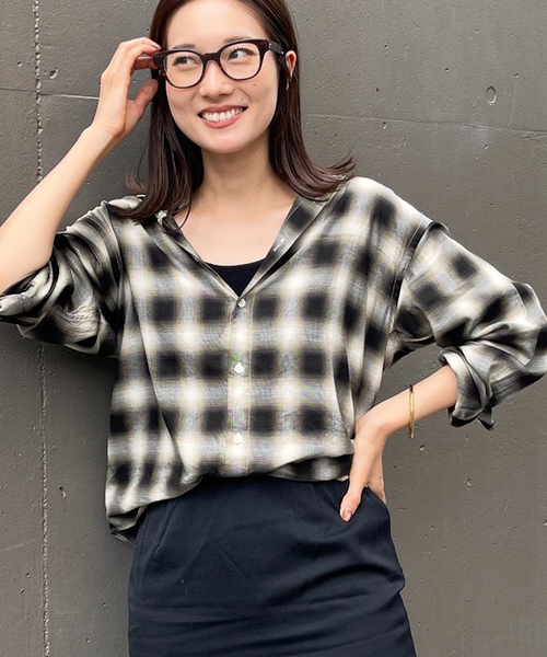 ☆美品☆FRAMeWORK フレームワーク　コットンレーヨンチェックシャツ コットンレーヨンチェックシャツ（シャツ／ブラウス