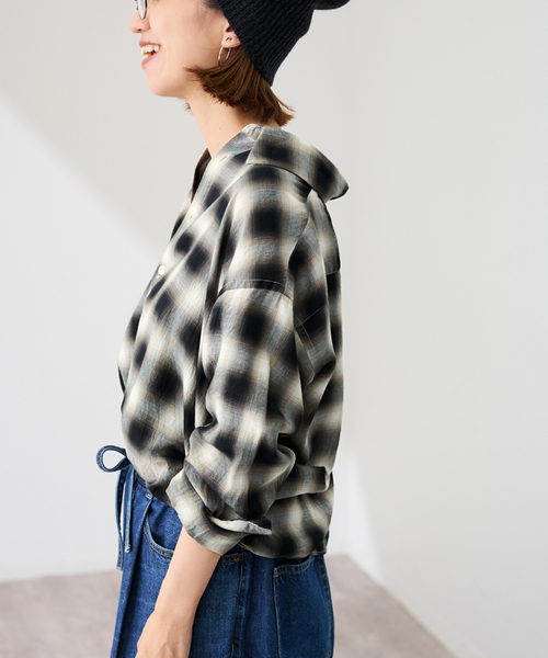 コットンレーヨンオンブレーチェックシャツ（シャツ/ブラウス