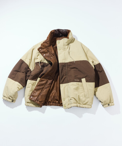 NAUTICA/ノーティカ フェイクレザー×ナイロン リバーシブルブルゾン