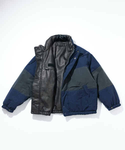 NAUTICA/ノーティカ フェイクレザー×ナイロン リバーシブルブルゾン