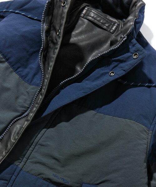 NAUTICA/ノーティカ フェイクレザー×ナイロン リバーシブルブルゾン