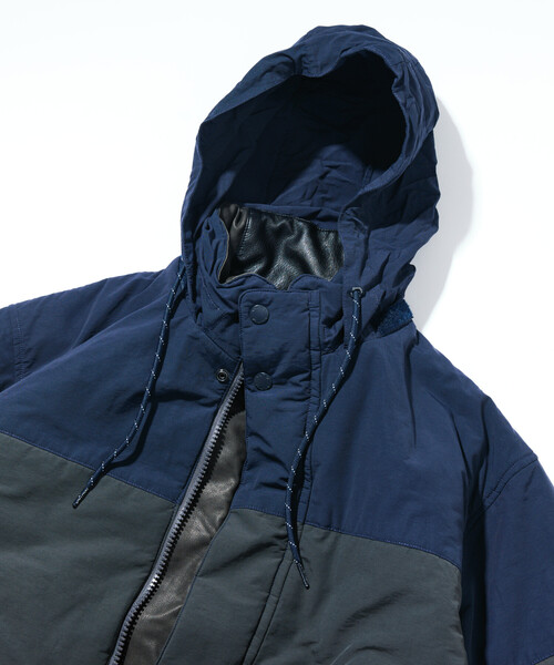 美品✨45R リブニット ダウンジャケット ナイロン ブルゾン ネイビー 2 セール】NAUTICA/ノーティカ フェイクレザー×ナイロン リバーシブル