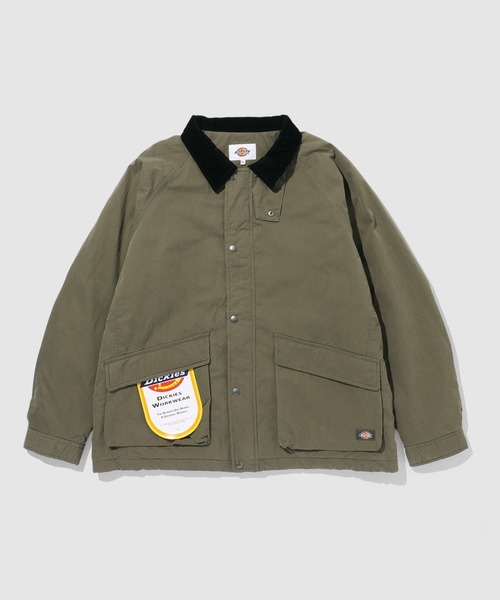 Dickies(ディッキーズ)の「Dickies 襟コーデュロイ切り替え 薄中綿 ワークジャケット(ミリタリージャケット・メンズ・ブラック/カーキ・M/L/XL)」の10枚目の写真