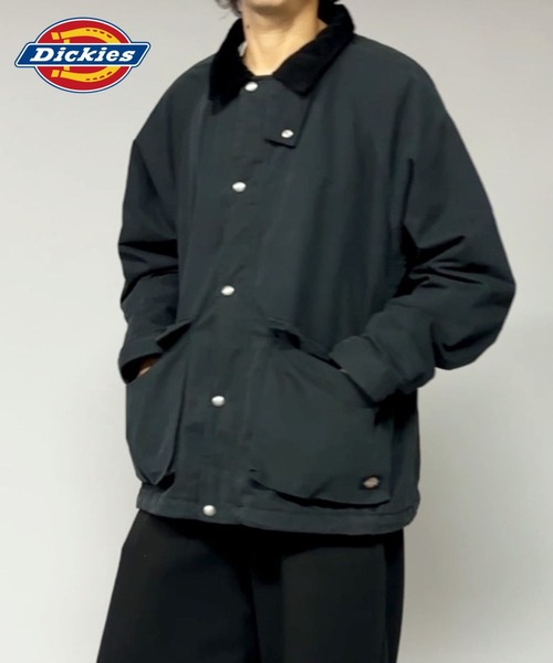 Dickies(ディッキーズ)の「Dickies 襟コーデュロイ切り替え 薄中綿 ワークジャケット(ミリタリージャケット・メンズ・ブラック/カーキ・M/L/XL)」の13枚目の写真