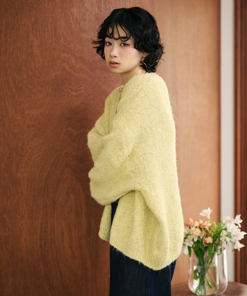 LAULEN(ローレン)の「volume sleeve shawl knit cardigan /ボリュームスリーブショールニットカーディガン(カーディガン/ボレロ・レディース・イエロー/アイボリー・FREE)」の4枚目の写真