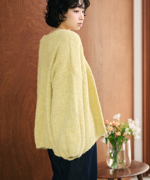 LAULEN(ローレン)の「volume sleeve shawl knit cardigan /ボリュームスリーブショールニットカーディガン(カーディガン/ボレロ・レディース・イエロー/アイボリー・FREE)」の6枚目の写真