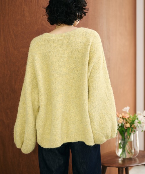 LAULEN(ローレン)の「volume sleeve shawl knit cardigan /ボリュームスリーブショールニットカーディガン(カーディガン/ボレロ・レディース・イエロー/アイボリー・FREE)」の7枚目の写真