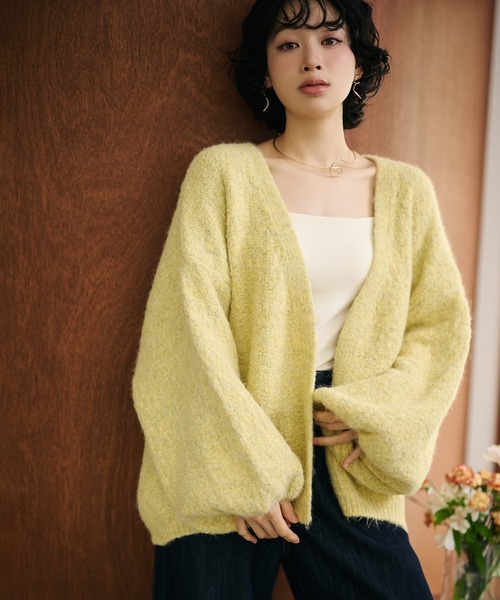 LAULEN(ローレン)の「volume sleeve shawl knit cardigan /ボリュームスリーブショールニットカーディガン(カーディガン/ボレロ・レディース・イエロー/アイボリー・FREE)」の8枚目の写真