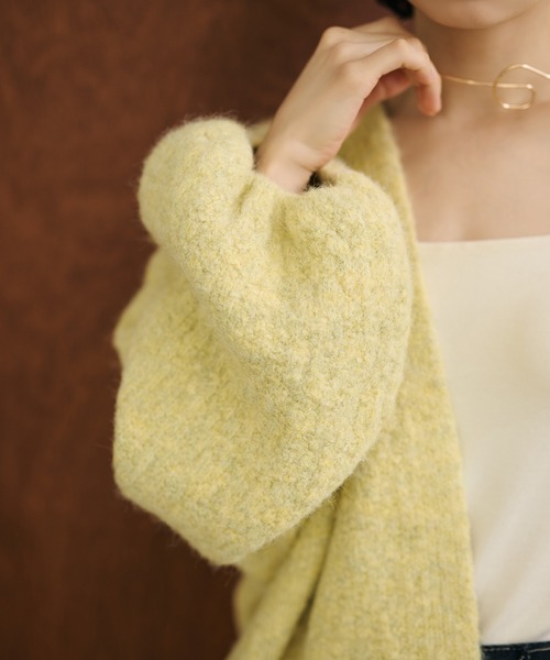 LAULEN(ローレン)の「volume sleeve shawl knit cardigan /ボリュームスリーブショールニットカーディガン(カーディガン/ボレロ・レディース・イエロー/アイボリー・FREE)」の10枚目の写真