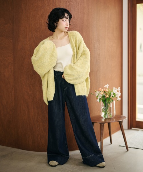 LAULEN(ローレン)の「volume sleeve shawl knit cardigan /ボリュームスリーブショールニットカーディガン(カーディガン/ボレロ・レディース・イエロー/アイボリー・FREE)」の12枚目の写真