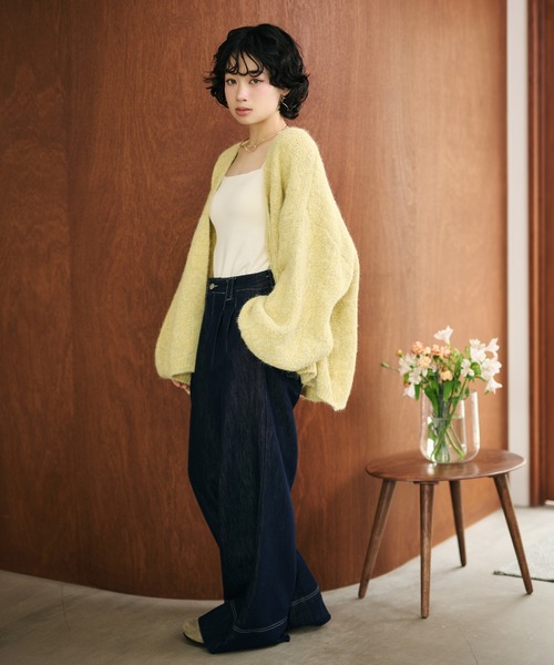 LAULEN(ローレン)の「volume sleeve shawl knit cardigan /ボリュームスリーブショールニットカーディガン(カーディガン/ボレロ・レディース・イエロー/アイボリー・FREE)」の13枚目の写真
