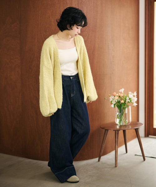 LAULEN(ローレン)の「volume sleeve shawl knit cardigan /ボリュームスリーブショールニットカーディガン(カーディガン/ボレロ・レディース・イエロー/アイボリー・FREE)」の14枚目の写真