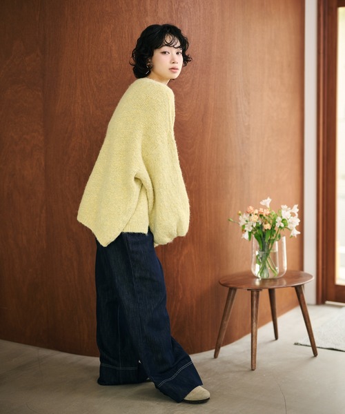 LAULEN(ローレン)の「volume sleeve shawl knit cardigan /ボリュームスリーブショールニットカーディガン(カーディガン/ボレロ・レディース・イエロー/アイボリー・FREE)」の15枚目の写真