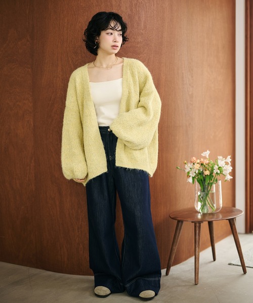 LAULEN(ローレン)の「volume sleeve shawl knit cardigan /ボリュームスリーブショールニットカーディガン(カーディガン/ボレロ・レディース・イエロー/アイボリー・FREE)」の17枚目の写真