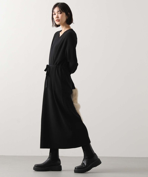 Gready Brilliant(グレディブリリアン)の「VネックリブニットOワンピ(ワンピース・レディース・モカ/ブラック・38)」の4枚目の写真