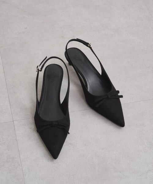 LOUNGEDRESS（ラウンジドレス）の「【GALENA/ガレナ】リボンポインテッドトゥパンプス（パンプス・レディース・ブラック/キャメル・37/36/38）」の2枚目の写真