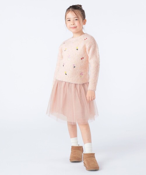 SHIPS(シップス)の「SHIPS KIDS:100~130cm /〈洗濯機可能〉シャギー エンブロイダリー ニット(ニット/セーター・キッズ・ベビーピンク/オフホワイト・130/120/110/100)」の5枚目の写真