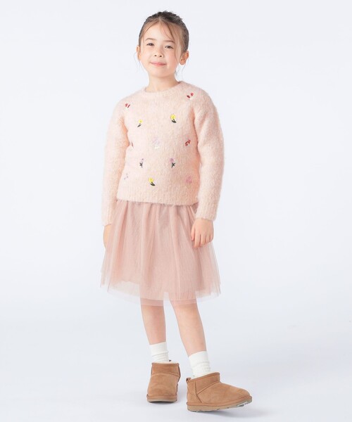 SHIPS(シップス)の「SHIPS KIDS:100~130cm /〈洗濯機可能〉シャギー エンブロイダリー ニット(ニット/セーター・キッズ・ベビーピンク/オフホワイト・130/120/110/100)」の7枚目の写真