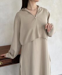 ハーフジップニットセットワンピース