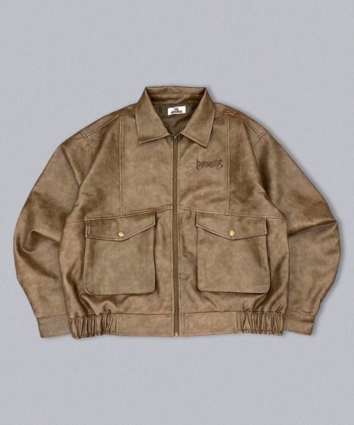 Fake leather flight jacket