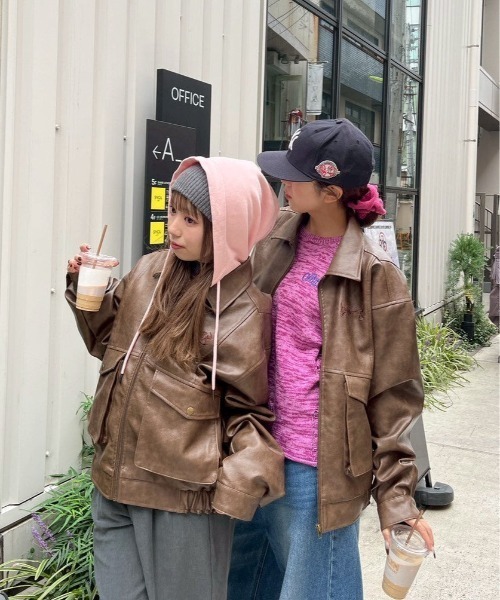 centimeter(センチメーター)の「Fake leather flight jacket(ブルゾン・メンズ・ブラウン・MEDIUM/LARGE)」の3枚目の写真