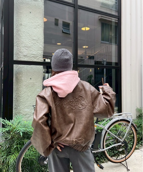 centimeter(センチメーター)の「Fake leather flight jacket(ブルゾン・メンズ・ブラウン・MEDIUM/LARGE)」の5枚目の写真