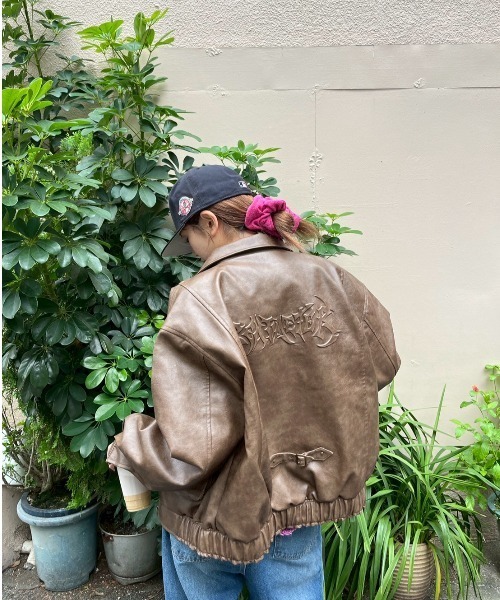 centimeter(センチメーター)の「Fake leather flight jacket(ブルゾン・メンズ・ブラウン・MEDIUM/LARGE)」の6枚目の写真