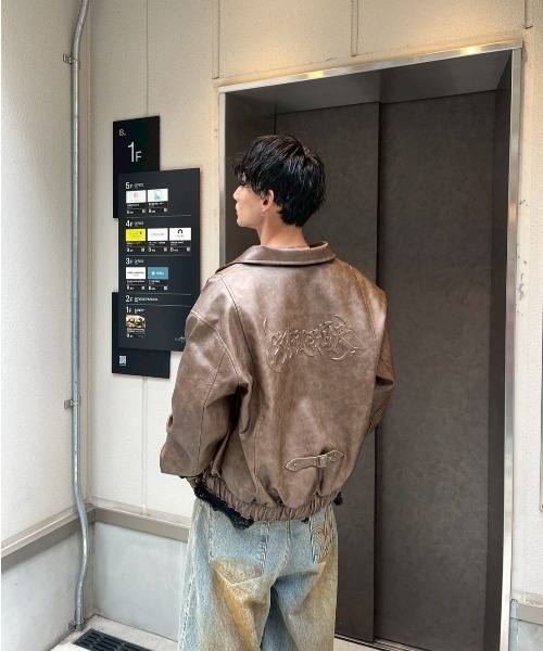 centimeter(センチメーター)の「Fake leather flight jacket(ブルゾン・メンズ・ブラウン・MEDIUM/LARGE)」の10枚目の写真