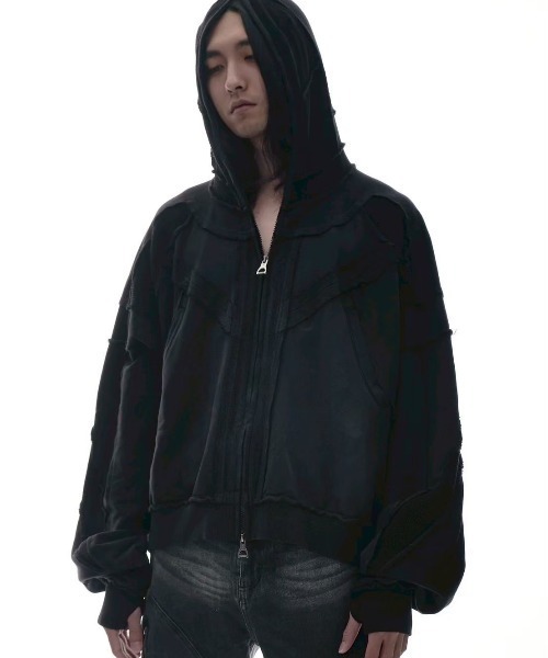 セール】【d5ove】Structured Zippered Hoodie / 【ダヴ】ラインダブル