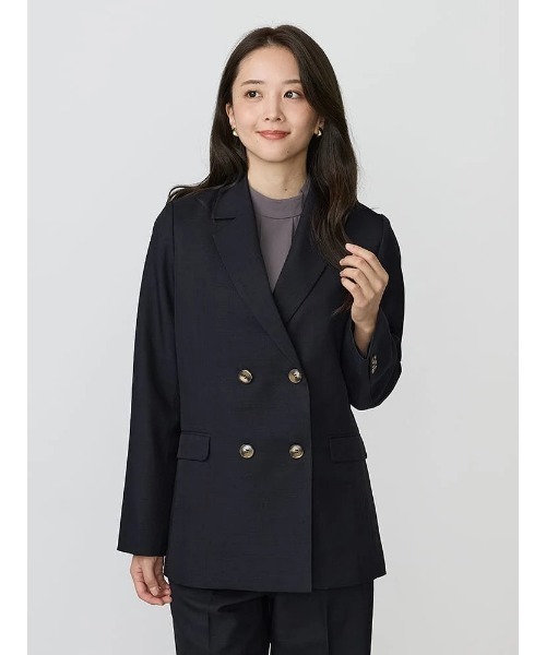 Perfect Suit FActory（パーフェクトスーツファクトリー）の「レディスソフトスーツ　ダブルジャケット　無地　グレー/ブラウン/ネイビー（テーラードジャケット・レディース・ネイビー/ダークブラウン/チャコールグレー・S/M/L/SS）」の3枚目の写真