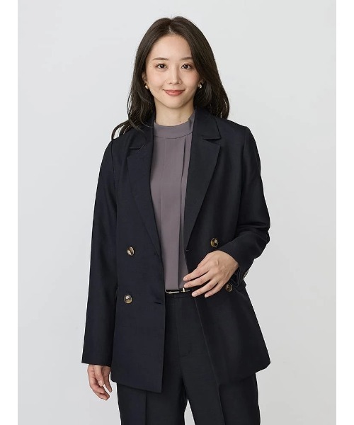 Perfect Suit FActory（パーフェクトスーツファクトリー）の「レディスソフトスーツ　ダブルジャケット　無地　グレー/ブラウン/ネイビー（テーラードジャケット・レディース・ネイビー/ダークブラウン/チャコールグレー・S/M/L/SS）」の4枚目の写真