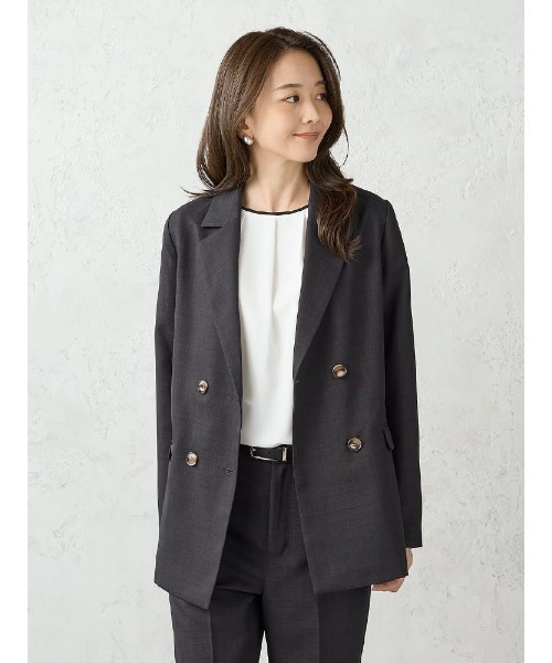 Perfect Suit FActory（パーフェクトスーツファクトリー）の「レディスソフトスーツ　ダブルジャケット　無地　グレー/ブラウン/ネイビー（テーラードジャケット・レディース・ネイビー/ダークブラウン/チャコールグレー・S/M/L/SS）」の21枚目の写真