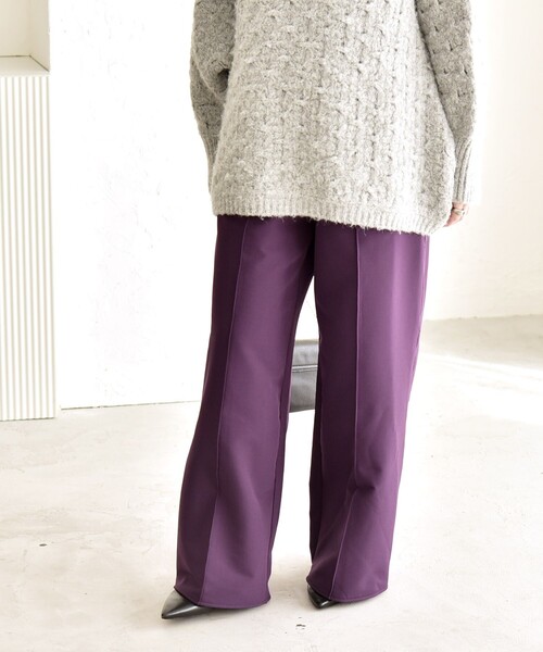 セール】quaranciel:〈洗濯機可能〉ピンタック ウォーム ワイド パンツ