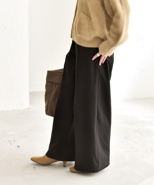 カランシエル（quaranciel）/quaranciel:〈洗濯機可能〉ピンタック ウォーム ワイド パンツ セール】quaranciel:〈洗濯機可能〉ピンタック ウォーム ワイド パンツ