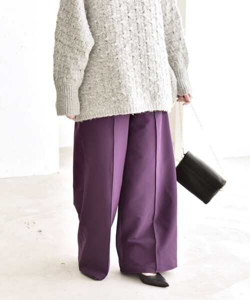 quaranciel（カランシエル）の「quaranciel:〈洗濯機可能〉ピンタック ウォーム ワイド パンツ（その他パンツ・レディース・ブラック/パープル・ONE SIZE）」の20枚目の写真