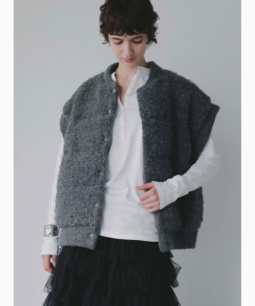 HER.（ハー）の「コットンヘンリーネックプルオーバー（Tシャツ/カットソー・レディース・ブラック/オフホワイト・フリー）」の2枚目の写真