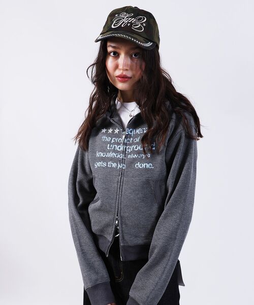SEQUENZ（シークエンズ）の「【SEQUENZ（シークエンズ）】sqnz THERMAL LADIES ZIP UP LADIES / ワッフル レディース ジップパーカー サーマル ダブルジップ フーディ（パーカー・レディース・グレー/ピンク系その他2/ブラック・FREE）」の6枚目の写真