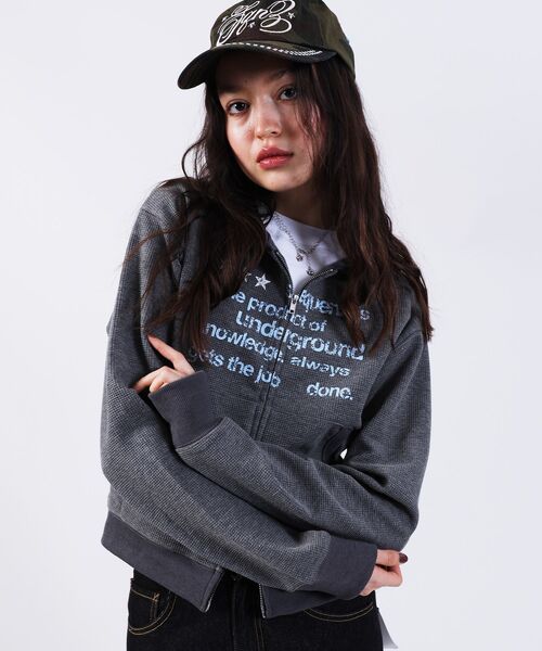 SEQUENZ（シークエンズ）の「【SEQUENZ（シークエンズ）】sqnz THERMAL LADIES ZIP UP LADIES / ワッフル レディース ジップパーカー サーマル ダブルジップ フーディ（パーカー・レディース・グレー/ピンク系その他2/ブラック・FREE）」の11枚目の写真