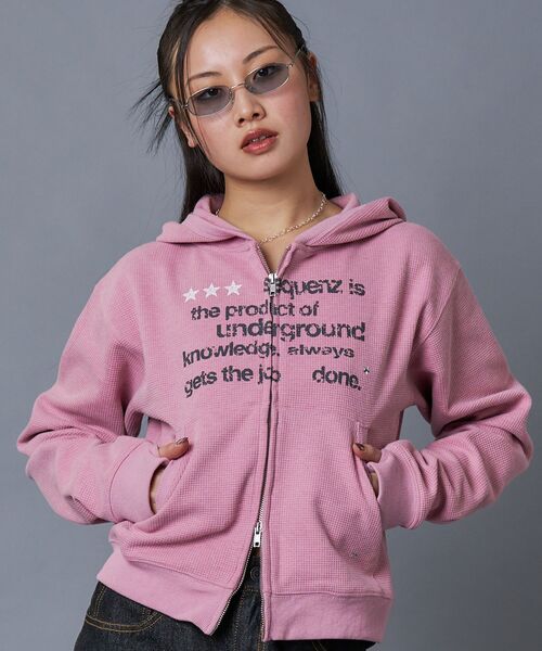 SEQUENZ（シークエンズ）の「【SEQUENZ（シークエンズ）】sqnz THERMAL LADIES ZIP UP LADIES / ワッフル レディース ジップパーカー サーマル ダブルジップ フーディ（パーカー・レディース・グレー/ピンク系その他2/ブラック・FREE）」の12枚目の写真