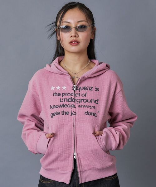 SEQUENZ（シークエンズ）の「【SEQUENZ（シークエンズ）】sqnz THERMAL LADIES ZIP UP LADIES / ワッフル レディース ジップパーカー サーマル ダブルジップ フーディ（パーカー・レディース・グレー/ピンク系その他2/ブラック・FREE）」の13枚目の写真