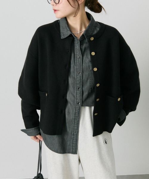 PUAL CE CIN（ピュアルセシン）の「ミラノリブニットカーディガン（カーディガン/ボレロ・レディース・アイボリー/ブラック/ネイビー・FREE）」の3枚目の写真