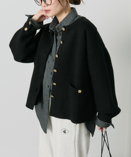 PUAL CE CIN（ピュアルセシン）の「ミラノリブニットカーディガン（カーディガン/ボレロ・レディース・アイボリー/ブラック/ネイビー・FREE）」の14枚目の写真