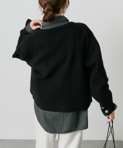 PUAL CE CIN（ピュアルセシン）の「ミラノリブニットカーディガン（カーディガン/ボレロ・レディース・アイボリー/ブラック/ネイビー・FREE）」の15枚目の写真